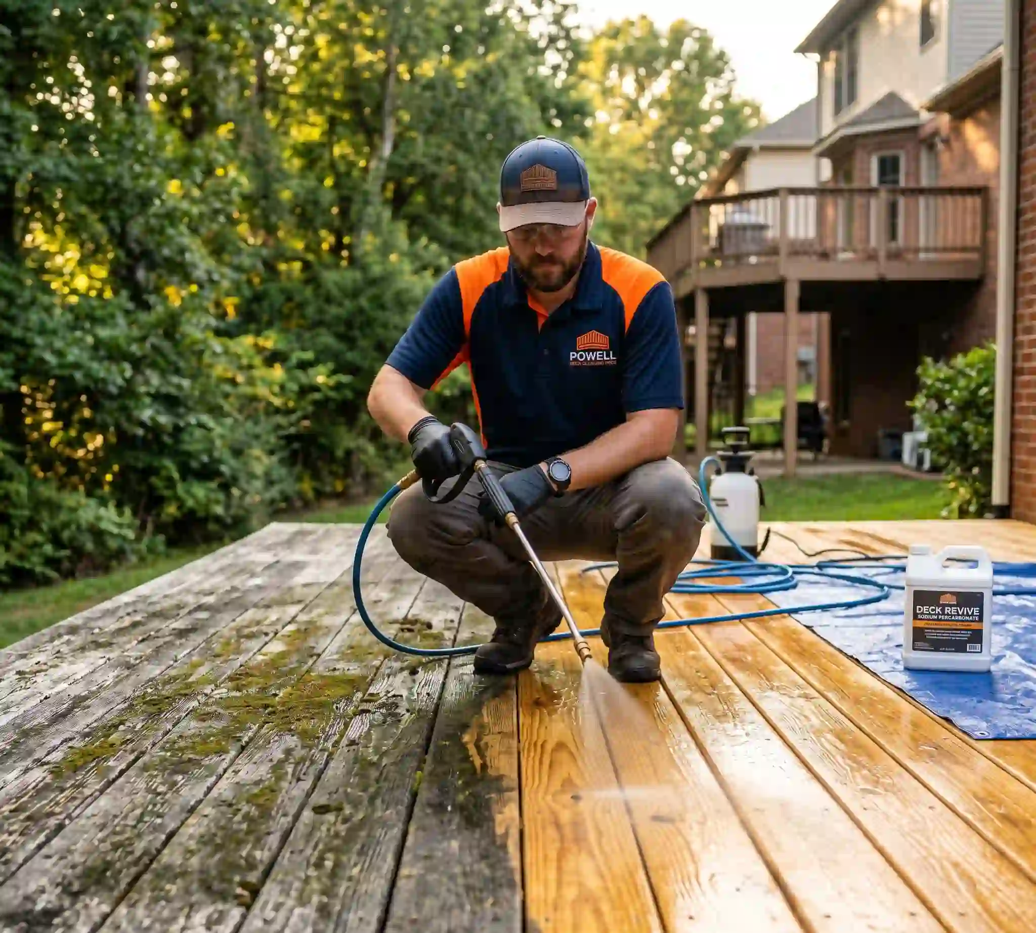 Soft wash deck restoration in Powell TN