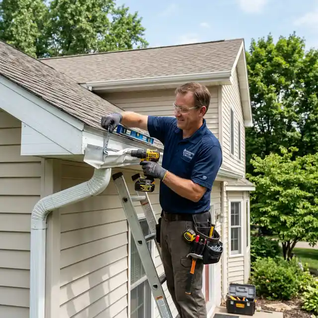 Professional gutter leak repair in Farragut TN near Kingston Pike - Fixing failed corner seams.